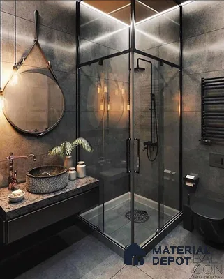 A bathroom with a large tub in the middle of the room and two sinks and two sinks on the wall next to a bathtub in front of a large window that has a wooden stool in a window